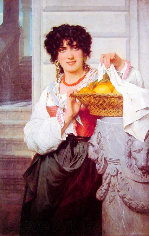 Pierre-Auguste Cot Pisan Girl with Basket of Oranges and Lemons France oil painting art